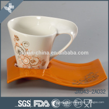 Fine porcelain decorative porcelain tea set flower decal, big cup set, color mug set
